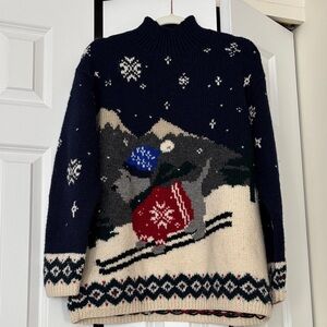 Vintage Lauren Ralph Lauren wool Swiss mountain dog ski mock neck sweater
